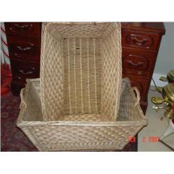 Two vintage cotton picking baskets (One
