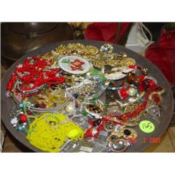Tray with assorted costume jewelry incl