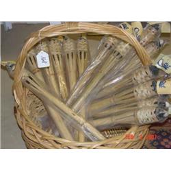 Large basket with seventeen tiki torche