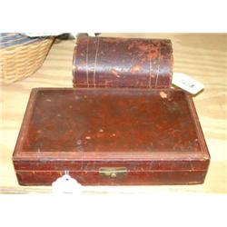 Two vintage leather jewelry boxes
