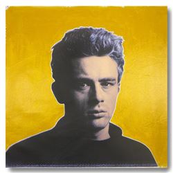 Steve Kaufman (1960-2010), "James Dean Yellow" Hand Signed HC Edition Hand Pulled silkscreen mixed m