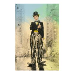 Steve Kaufman (1960-2010), "Charlie Chaplin Hand Painted Limited Edition Silkscreen on Canvas, Numbe