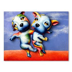 Wang, "Step" Hand Painted Limited Edition Bas Relief Sculpture, Numbered 1/3, Hand Signed and Letter