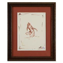 Marta Wiley, Framed Original Mixed Media Painting on Canvas, Thumb Printed and Hand Signed with Lett