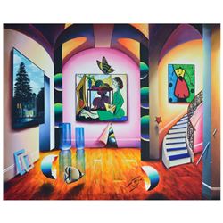 Ferjo, "Interior Wonders" Original Painting on Canvas, Hand Signed with Letter of Authenticity.