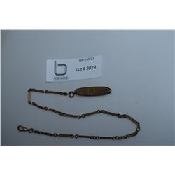 WATCH CHAIN AND KNIFE (KNIFE IS MISSING BLADE ) chain marked 14k-10