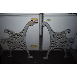 CIRCA 1900 BENCH CAST IRON ENDS (CAST LION)