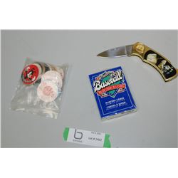 POGS, MARIYLN KNIFE, 1990 NEW BLUE JAYS CARDS