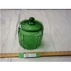 GREEN GLASS CANDY DISH