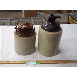 STONEWARE JUG & STONEWARE PUKLE CROCK