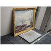 Image 1 : VINTAGE OIL PAINTING ON CANVAS PLUS SERVING TRAY
