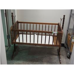 WOODEN CRIB (21 X 37 IN LONG)