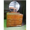 Image 1 : VINTAGE WOODEN DRESSER WITH MIRROR ON CASTERS (42 X 18 X 68 TOTAL HEIGHT)