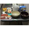 Image 1 : 2 STONEWARE BOWLS, SLOW COOKER, COOKBOOKS PLUS MISC