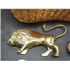 Image 2 : BRASS LION ORNAMENT PLUS OTHER SMALL ORNAMENTS WITH WICKER BASKETS
