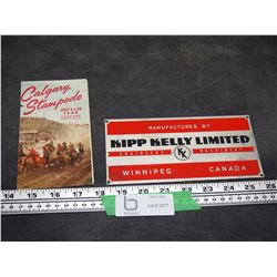 CALAGARY STAMPEDE OFFICAL GUIDE 1948 & KIPP KELLY LIMITED METAL TAG