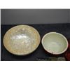 Image 3 : ENAMEL BOWL PLUS OTHER BOWLS, POTTERY TRAY (BEEN REPAIRED) PLUS MISC