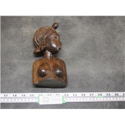 WOODEN CARVING OF LADY (8" TALL