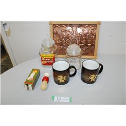 MAXWELL HOUSE COFFE JAR, COPPER CRAFT, ETC