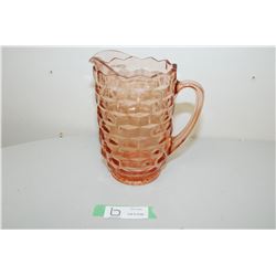 PINK PRESSED GLASS PITCHER (DEPRESSION)