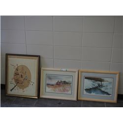 (3) PICTURES IN FRAMES (BIGGER ONE 21 X 26" LONG)