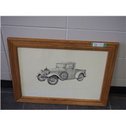 PICTURE IN FRAME OF 1929 FORD MODEL A (20 1/2 X 28" LONG)