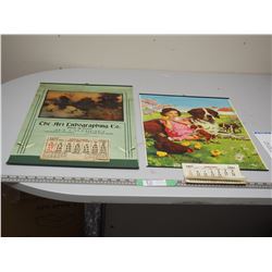 2X THE MONEY 1943, 1947 ADVERTISING CALENDERS