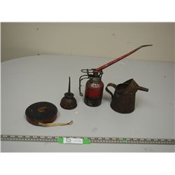 VINTAGE MEASURING TAPE & VINTAGE OILING CANS