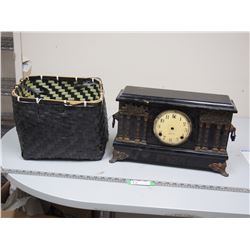 VINTAGE CLOCK SHELL OUTSIDE, WICKER BASKET