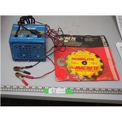 MACLOEDS VARCON BATTERY CHARGER & 7" HOMELITE BRUSHCUTTER BLADE