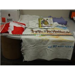 RAIN COAT, BLANKETS & MISC