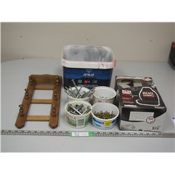 SEAT COVERS, SCREWS, NAILS BOLTS, WATKINS WOODEN ITEMS