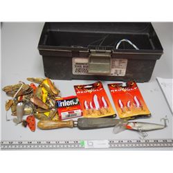 TOOLBOX WITH FISHING HOOKS AND MISC
