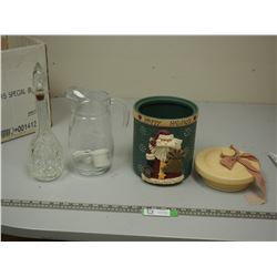 STORAGE CONTAINER OR COOKIE JAR PLUS MISC