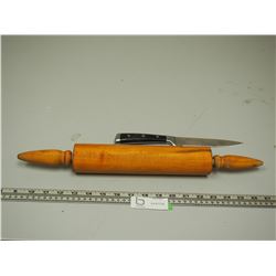 VINTAGE WOODEN ROLLING PIN & KNIFE