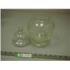 Image 5 : VINTAGE PITCHER (HAS CHIP), ETCHED GLASS CANDY JAR, PLUS MISC