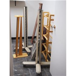 MIRROR IN FRAME, WOODEN RACK, CLOTHES RACKS ON WHEELS