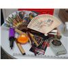 Image 3 : RUBBER GLOVES, ORNAMENTAL HAND FANS, POT LIDS, PLUS MISC