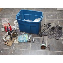 HARDWARE, ORNAMENTAL ITEMS, & MISC WITH PLASTIC TOTE