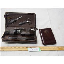BARALITE CIGAR CASE AND GENUINE LEATHER MENS SHAVING KIT