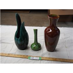 3 BLUE MOUNTAIN POTTERY VASES