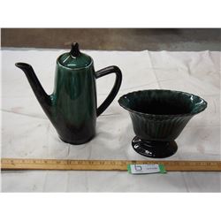 BLUE MOUNTAIN COFFEE POT + VASE