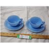 Image 1 : DELPHITE CUP AND SAUCERS 4 PC 1 CUP HAIRLINE CRACK BOTH HAVE DAMAGE
