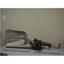 BLACK AD DECKER HEDGE HOG TRIMMER PLUS ALUMINIUM SHOVEL