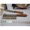 Image 2 : SMALL MEAT CLEAVER, KNIFE & KITCHEN RELATED ITEMS