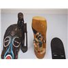 Image 2 : (2) WOOD CARVED MASKS AND (2) WOOD CARVED FIGURINES