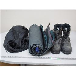 STEEL TOE BOOTS SIZE 9, INTEX TENT