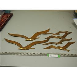 SET OF 6 BRASS FLYING BIRDS