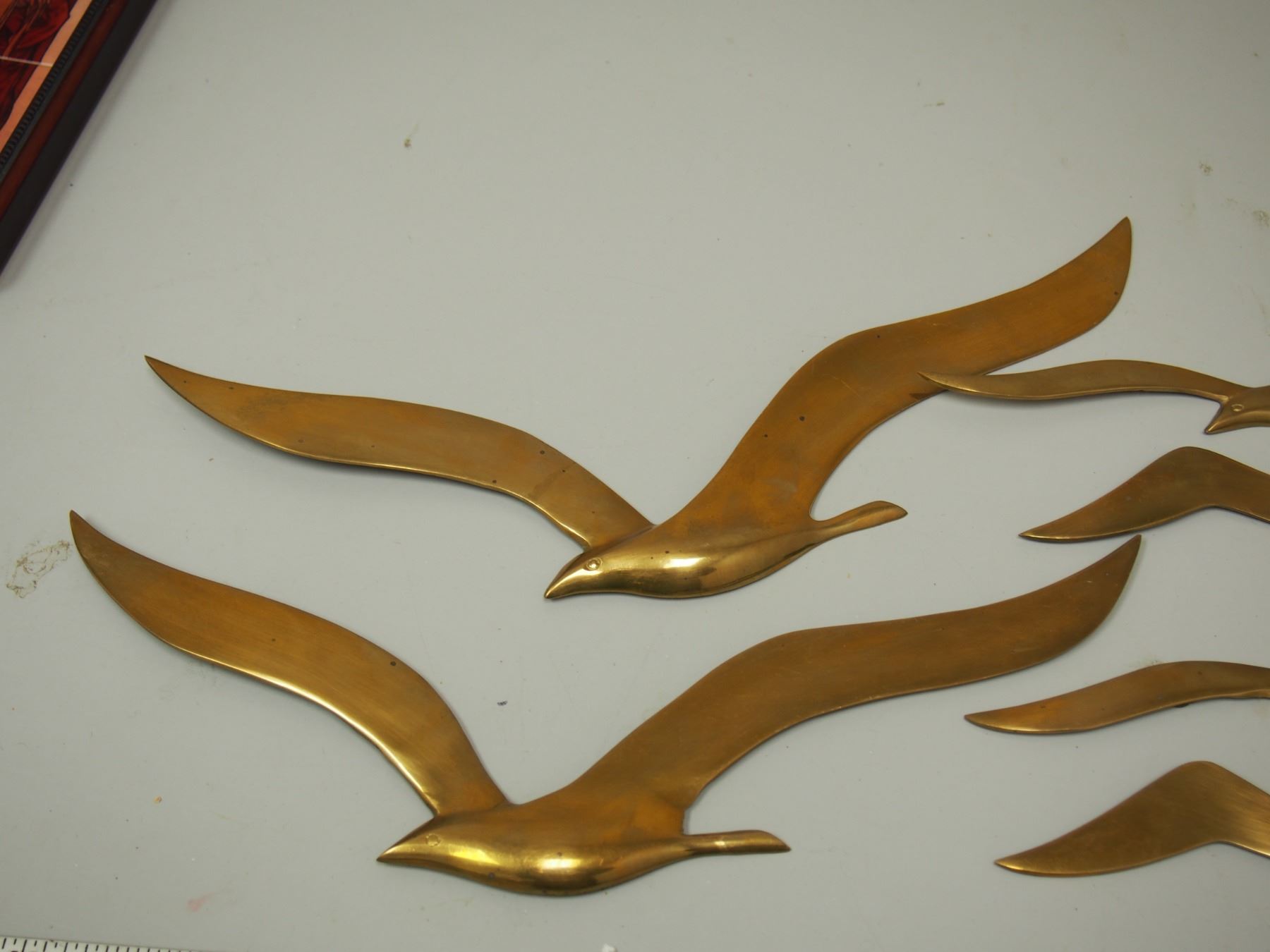 SET OF 6 BRASS FLYING BIRDS