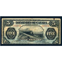 DOMINION OF CANADA 1912 $5.00 DC-21b VG